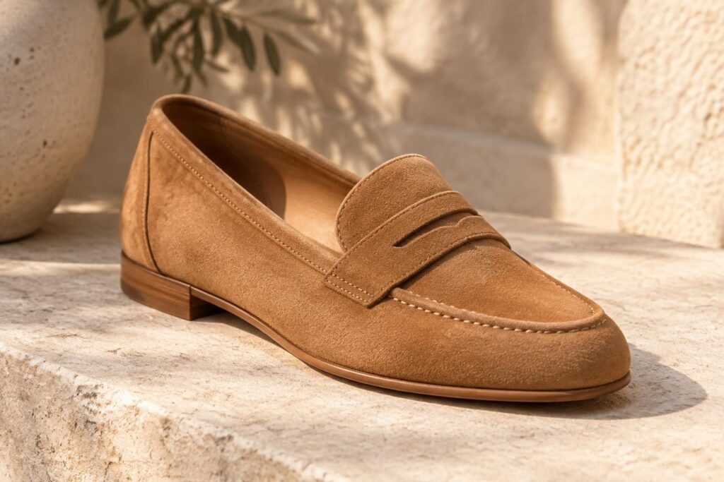 découvrez le mocassin femme en daim camel : une chaussure intemporelle, élégante et facile à porter au quotidien comme pour les grandes occasions.